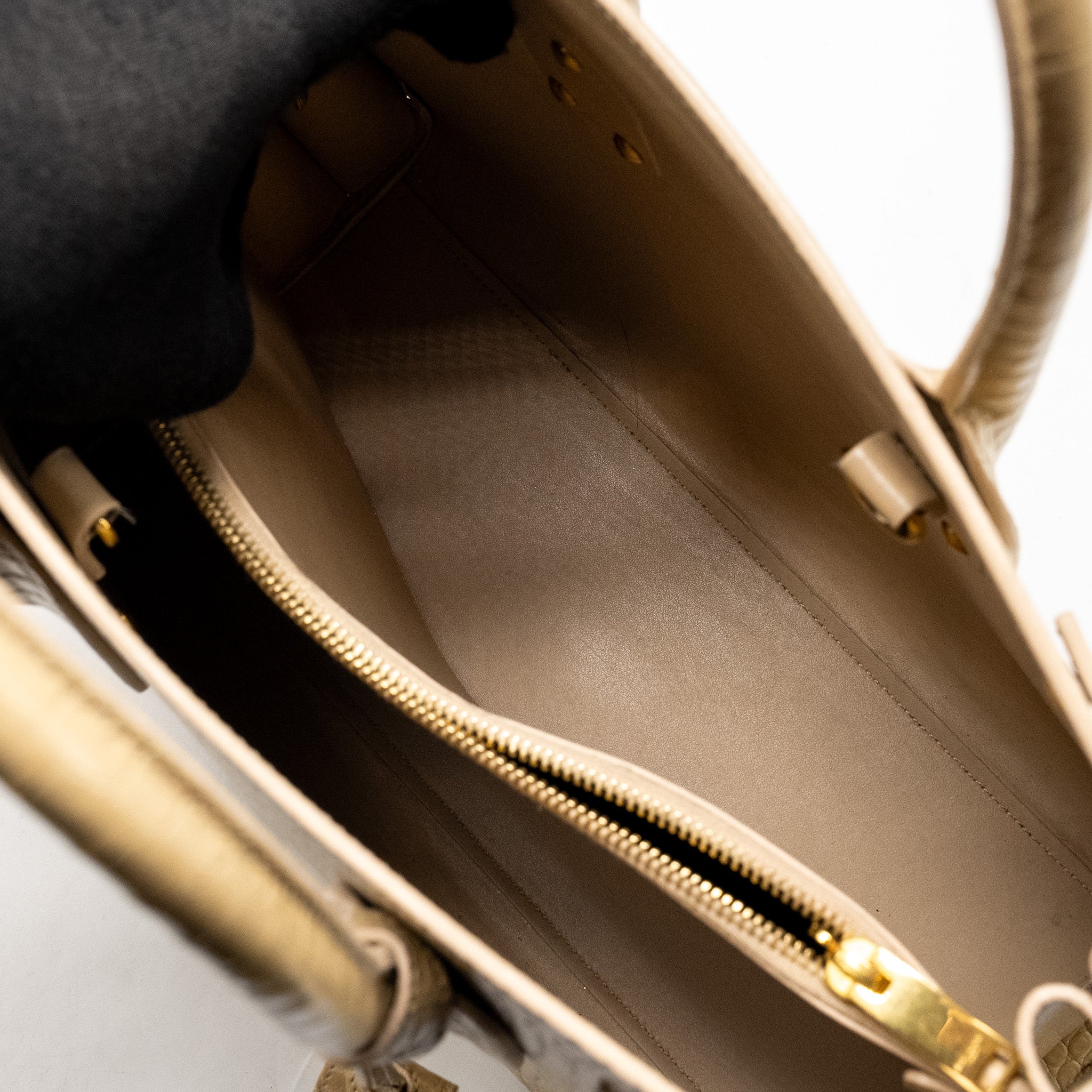 SAINT LAURENT /YSL SAC DE JOUR CROC-EMBOSSED CALFSKIN BEIGE GHW