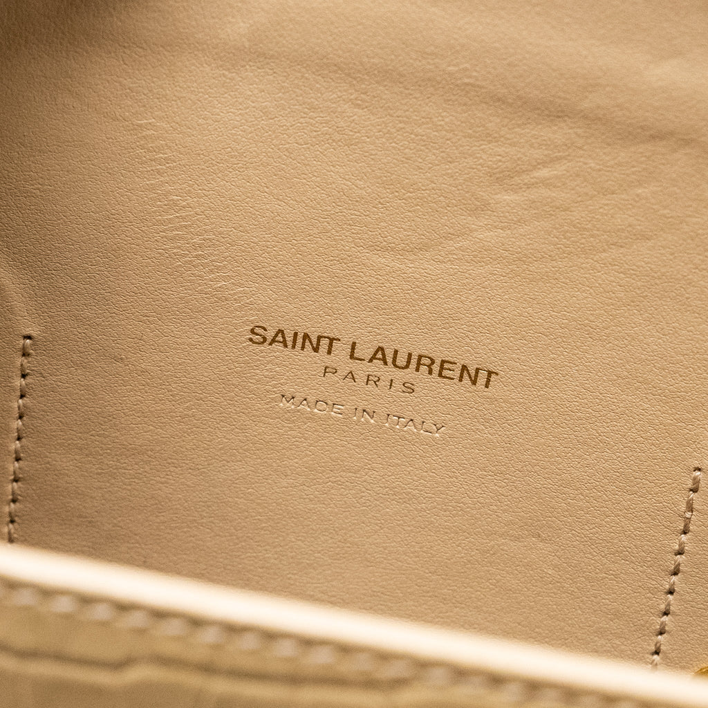 SAINT LAURENT /YSL SAC DE JOUR CROC-EMBOSSED CALFSKIN BEIGE GHW