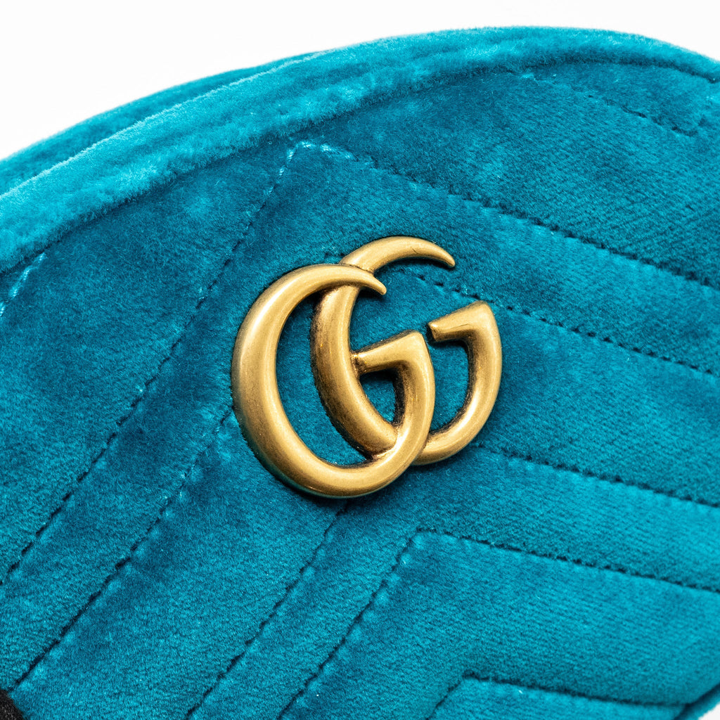 GUCCI SIZE 65 MARMONT BELT BAG VELVET BLUE GHW