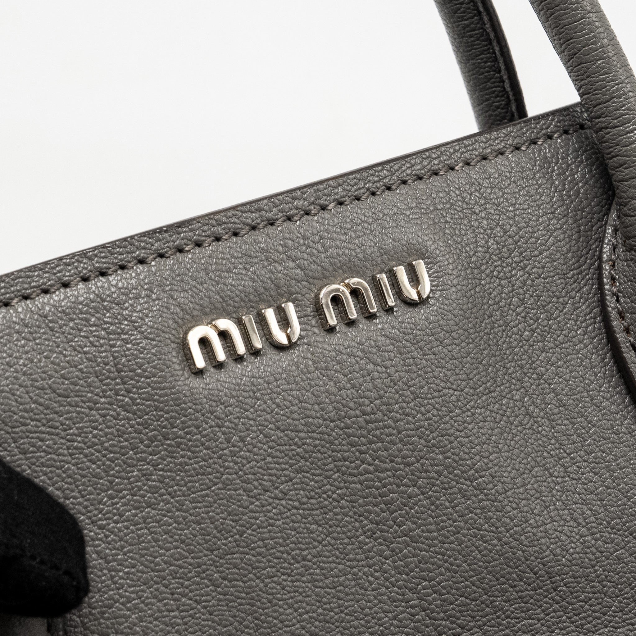 MIU MIU TOTE BAG LEATHER GREY SHW