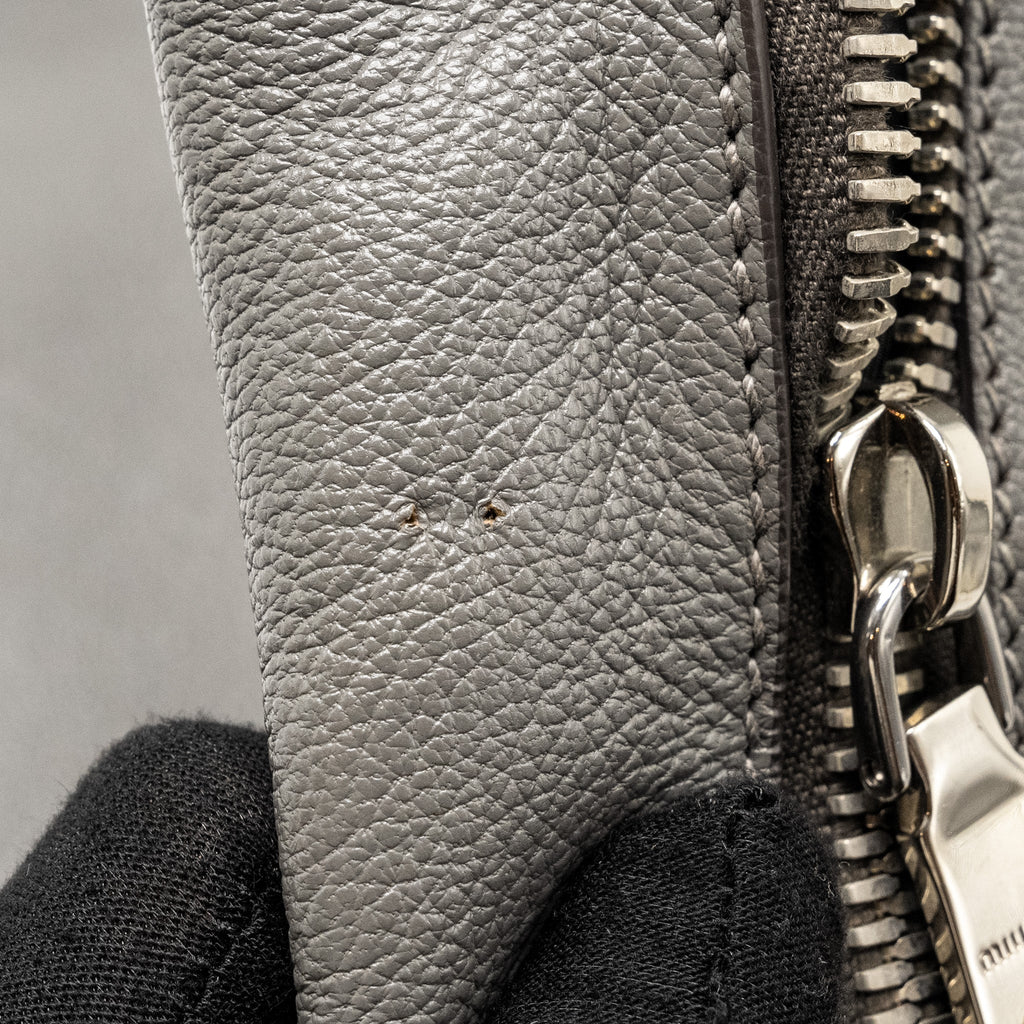 MIU MIU TOTE BAG LEATHER GREY SHW