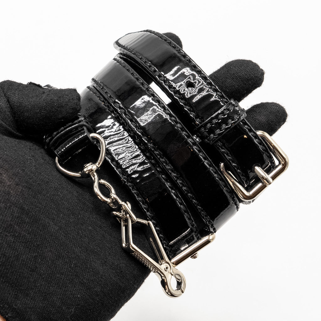 MIU MIU TURNLOCK TOTE BAG PATENT BLACK SHW