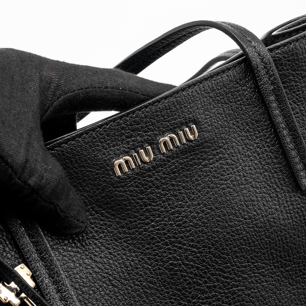 MIU MIU TOTE BAG LEATHER BLACK SHW