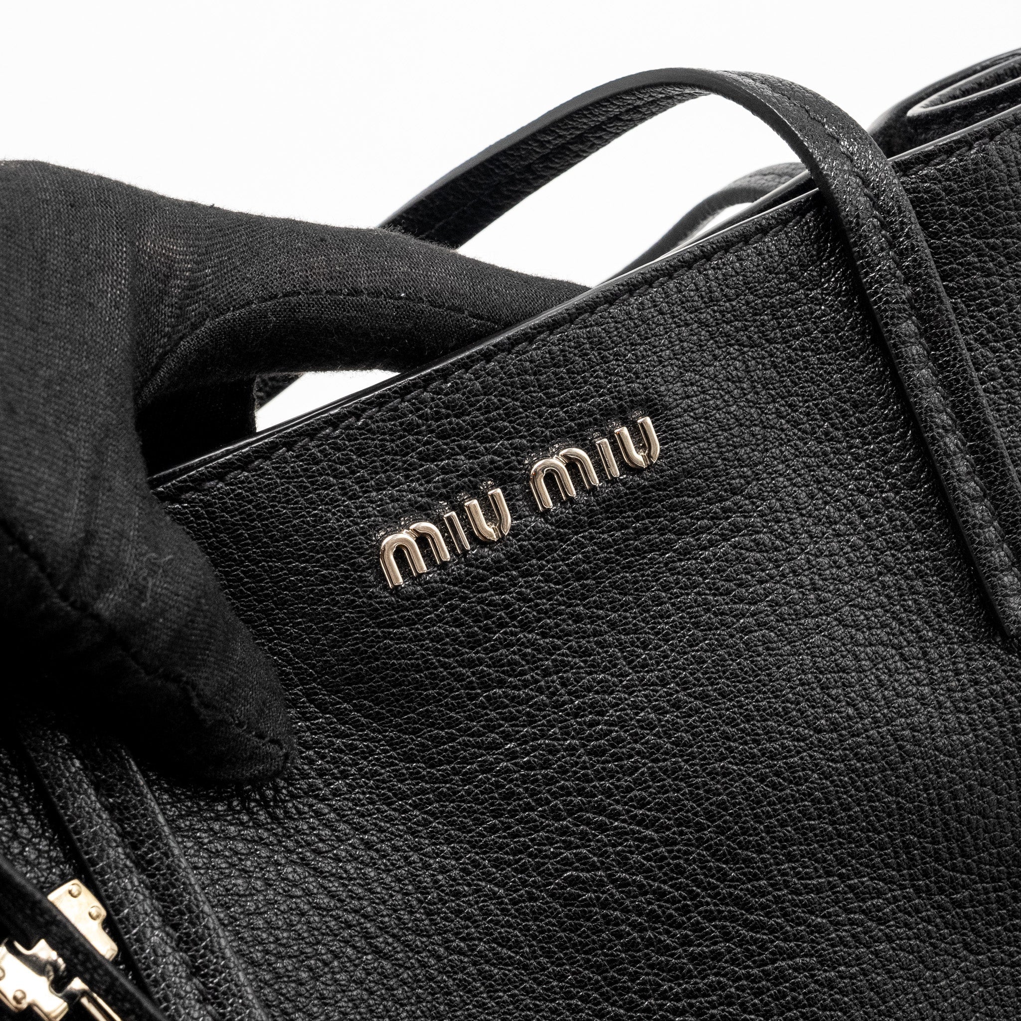 MIU MIU TOTE BAG LEATHER BLACK SHW