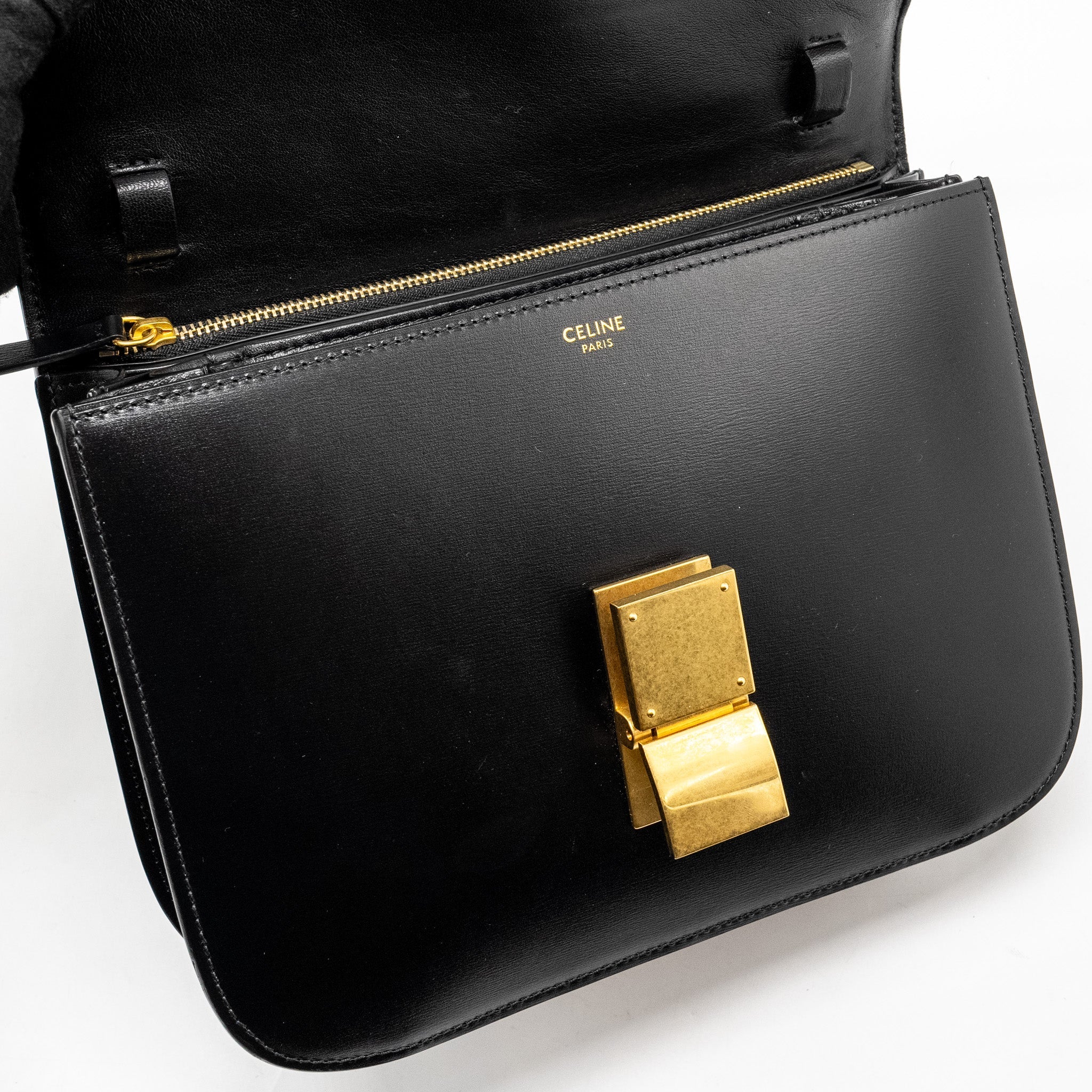 CELINE MEDIUM CLASSIC BOX BAG CALFSKIN BLACK GHW
