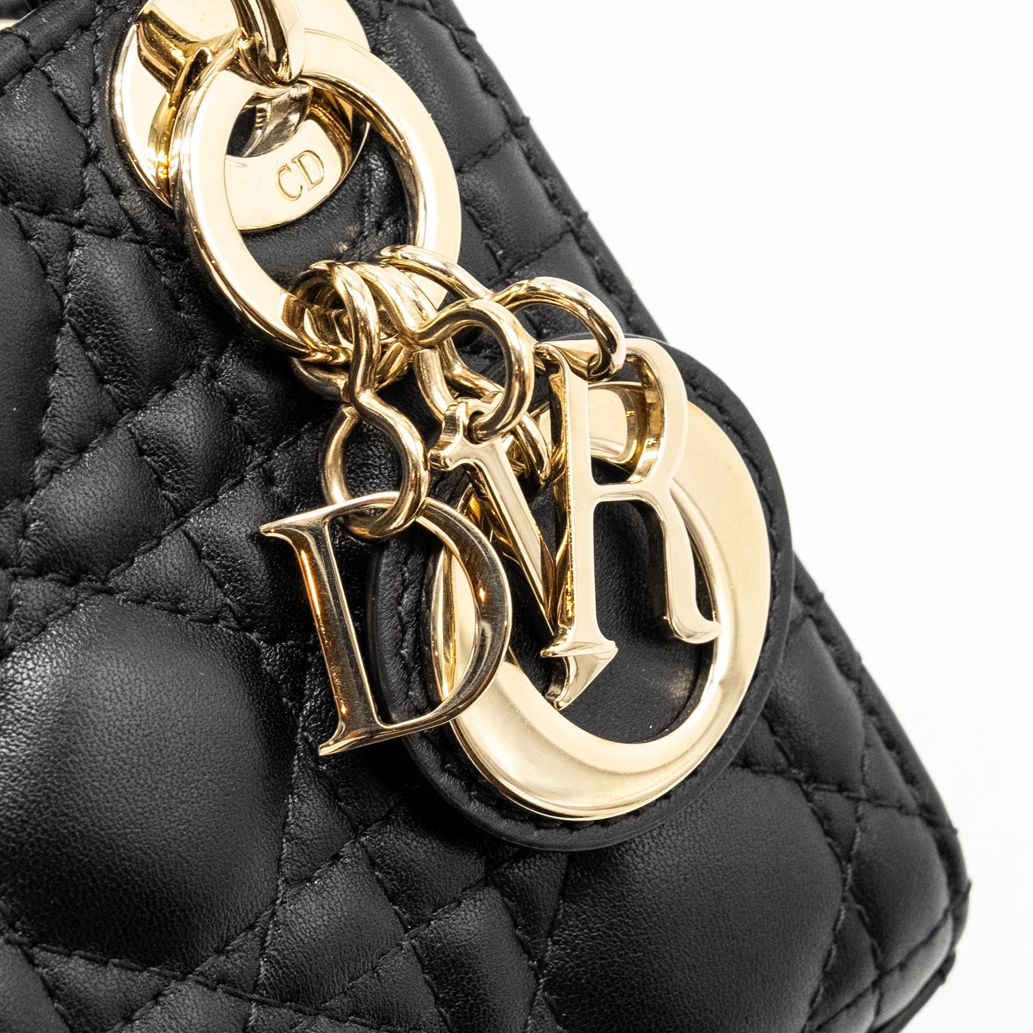 DIOR MICRO LADY DIOR LAMBSKIN BLACK LGHW
