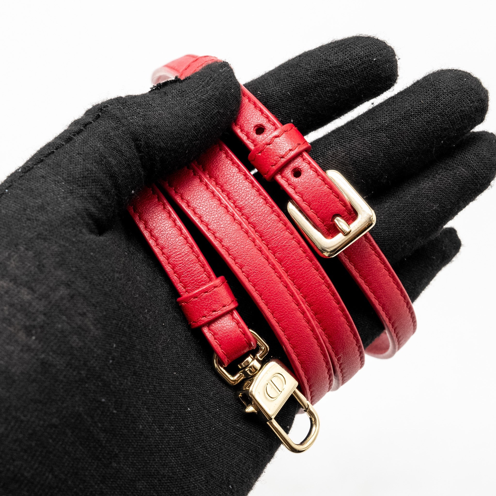 DIOR MICRO LADY DIOR VANITY CASE LAMBSKIN RED LGHW