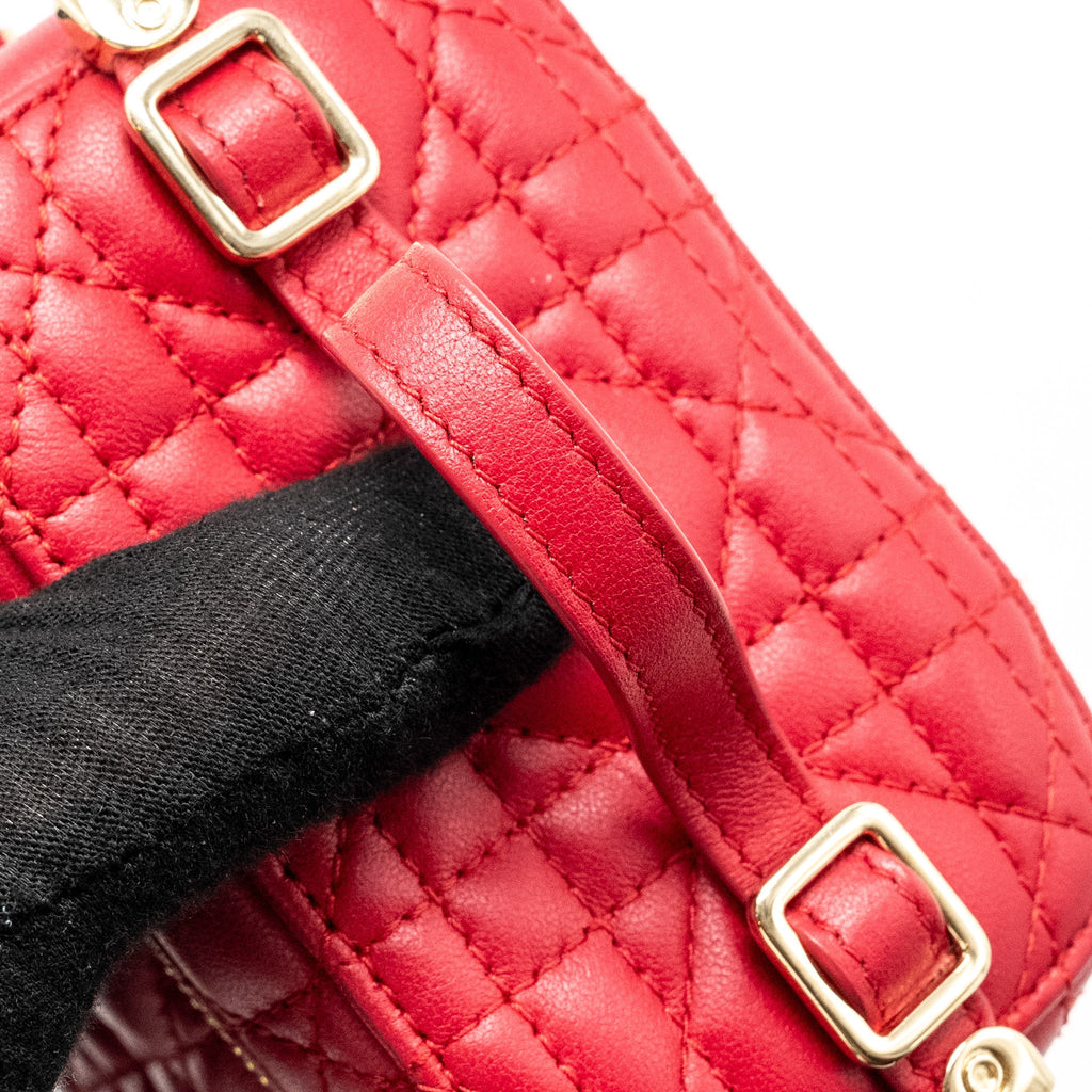 DIOR MICRO LADY DIOR VANITY CASE LAMBSKIN RED LGHW