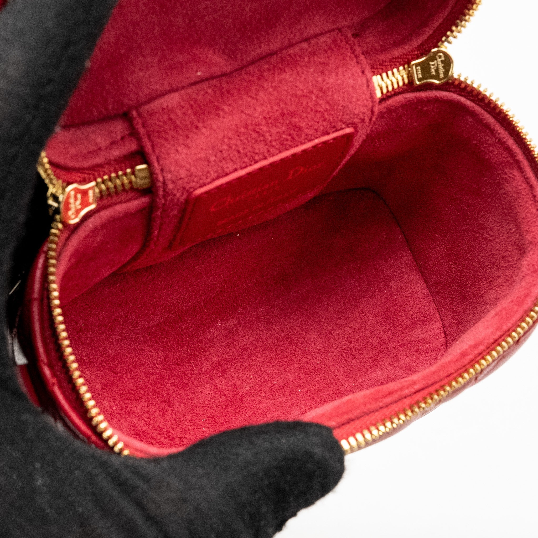 DIOR MICRO LADY DIOR VANITY CASE LAMBSKIN RED LGHW