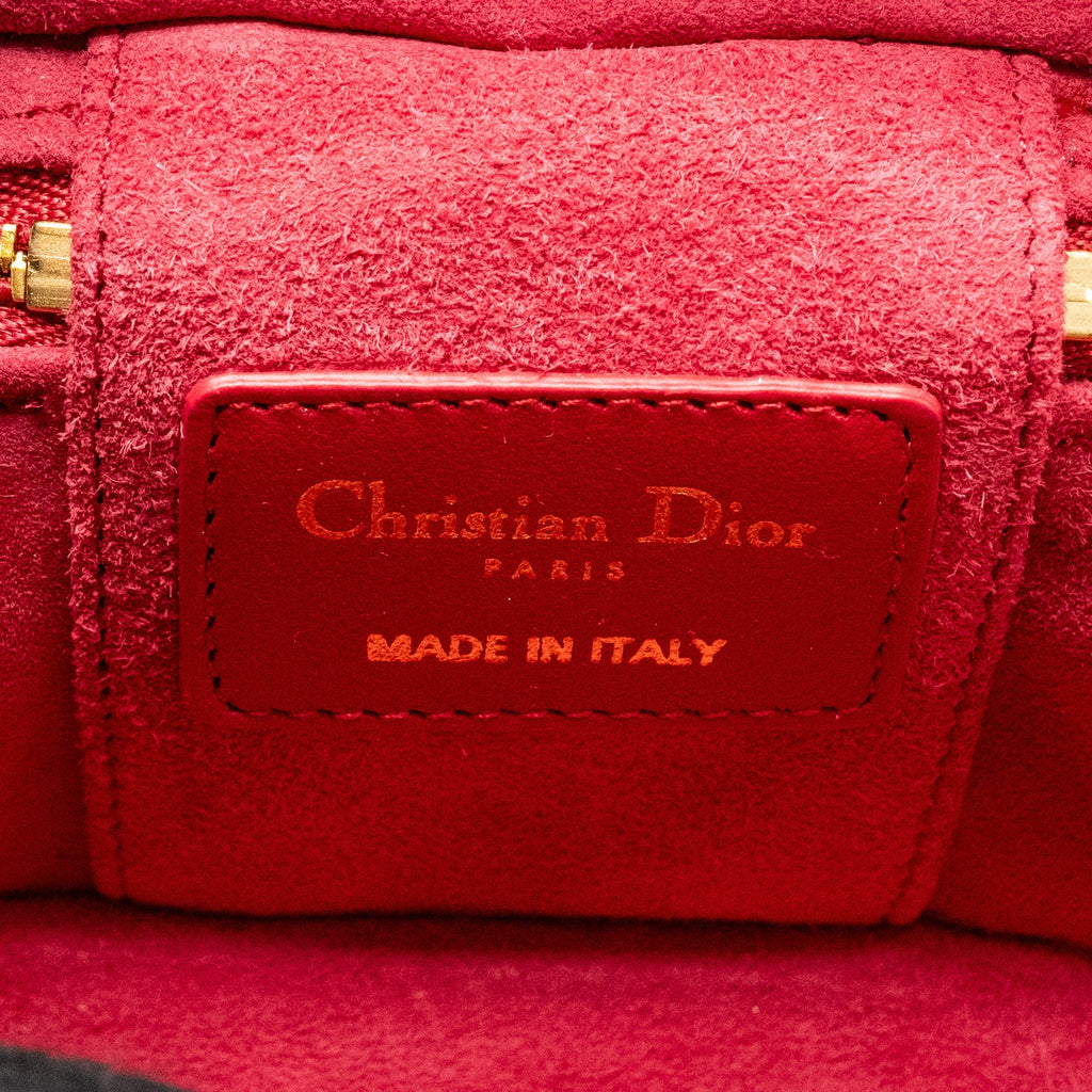DIOR MICRO LADY DIOR VANITY CASE LAMBSKIN RED LGHW