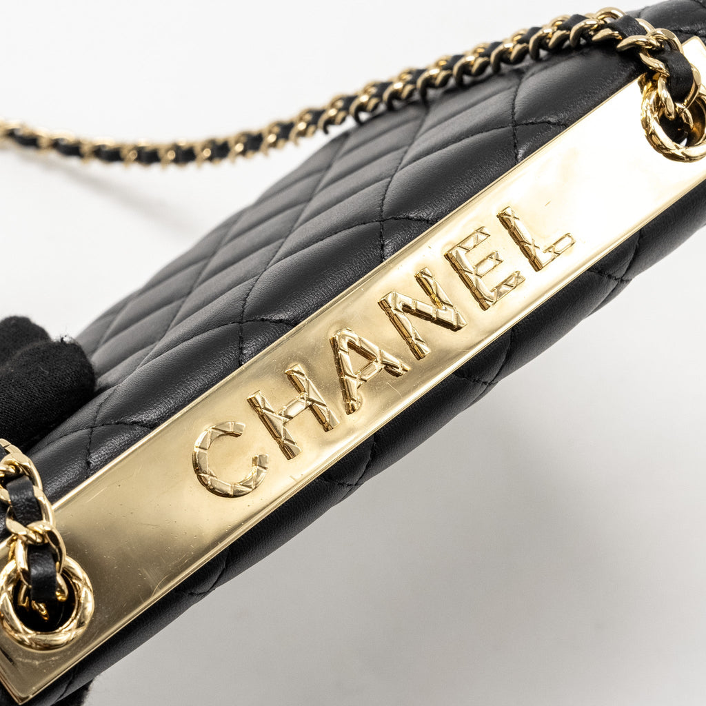 CHANEL TRENDY CC WALLET ON CHAIN LAMBSKIN BLACK LGHW (MICROCHIP)
