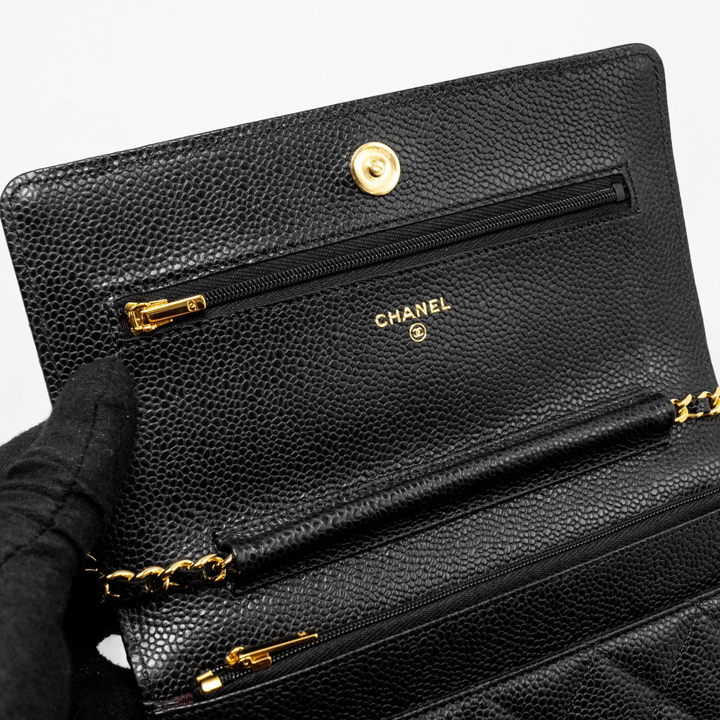 CHANEL CLASSIC WALLET ON CHAIN CAVIAR BLACK GHW
