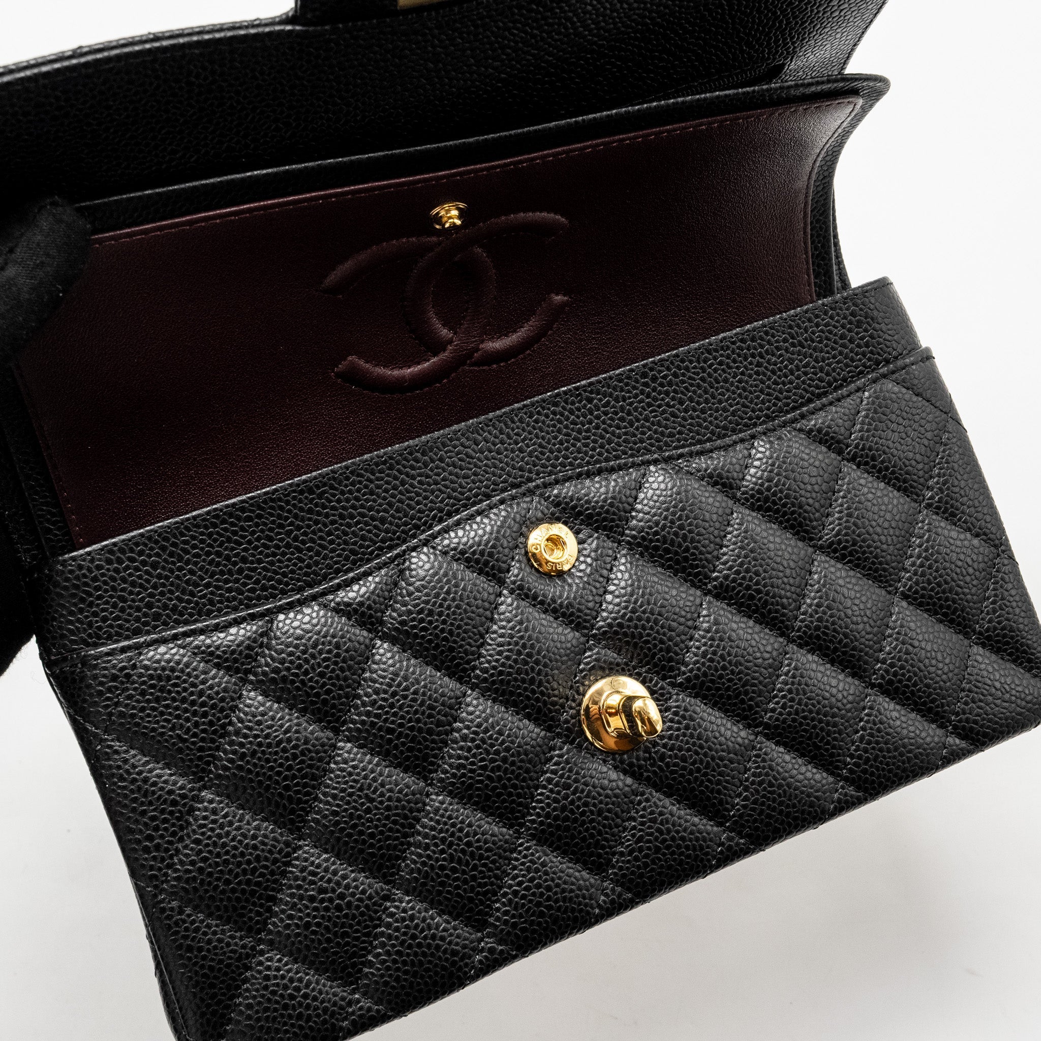 CHANEL SMALL CLASSIC DOUBLE FLAP BAG CAVIAR BLACK GHW(MICROCHIP)