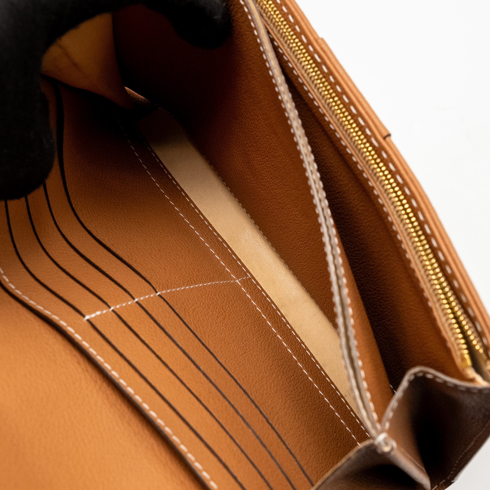 DELVAUX BRILLANT LONG WALLET CHAIN RODEO CALFSKIN CARAMEL GHW