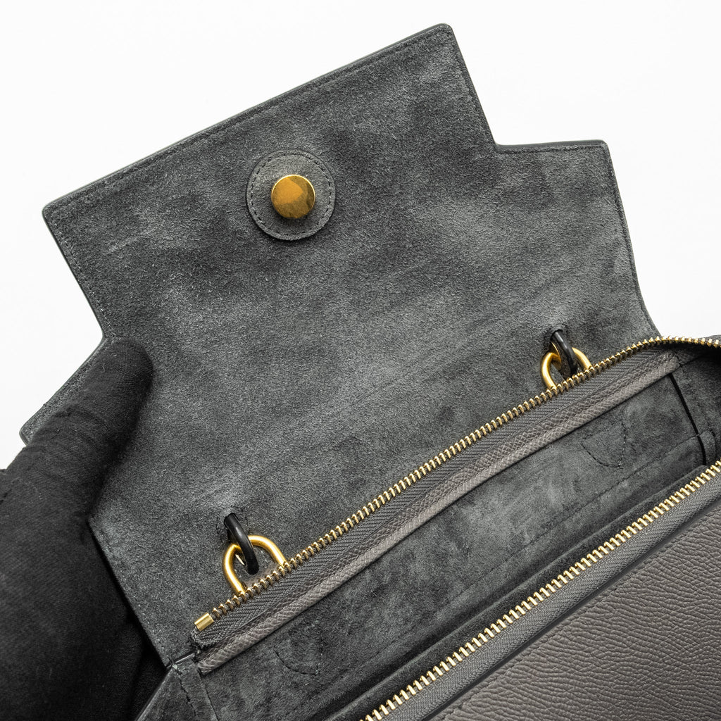 CELINE MINI BELT BAG GRAINED CALFSKIN GREY GHW