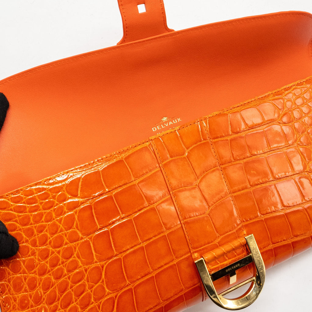 DELVAUX BRILLIANT POCHETTE ALLIGATOR PAPRIKA LGHW