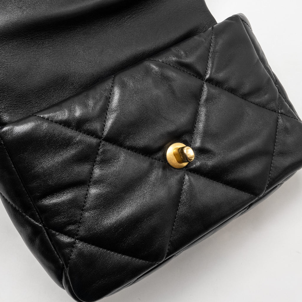 CHANEL SMALL 19BAG LAMBSKIN BLACK MULTICOLOUR HARDWARE