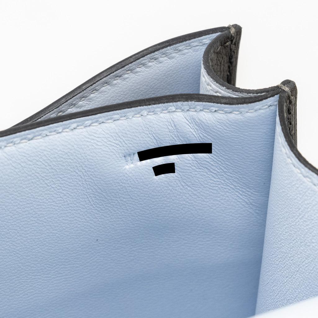 HERMES MINI CONSTANCE EVERCOLOR VERT MAQUIS/BLEU BRUME LGHW