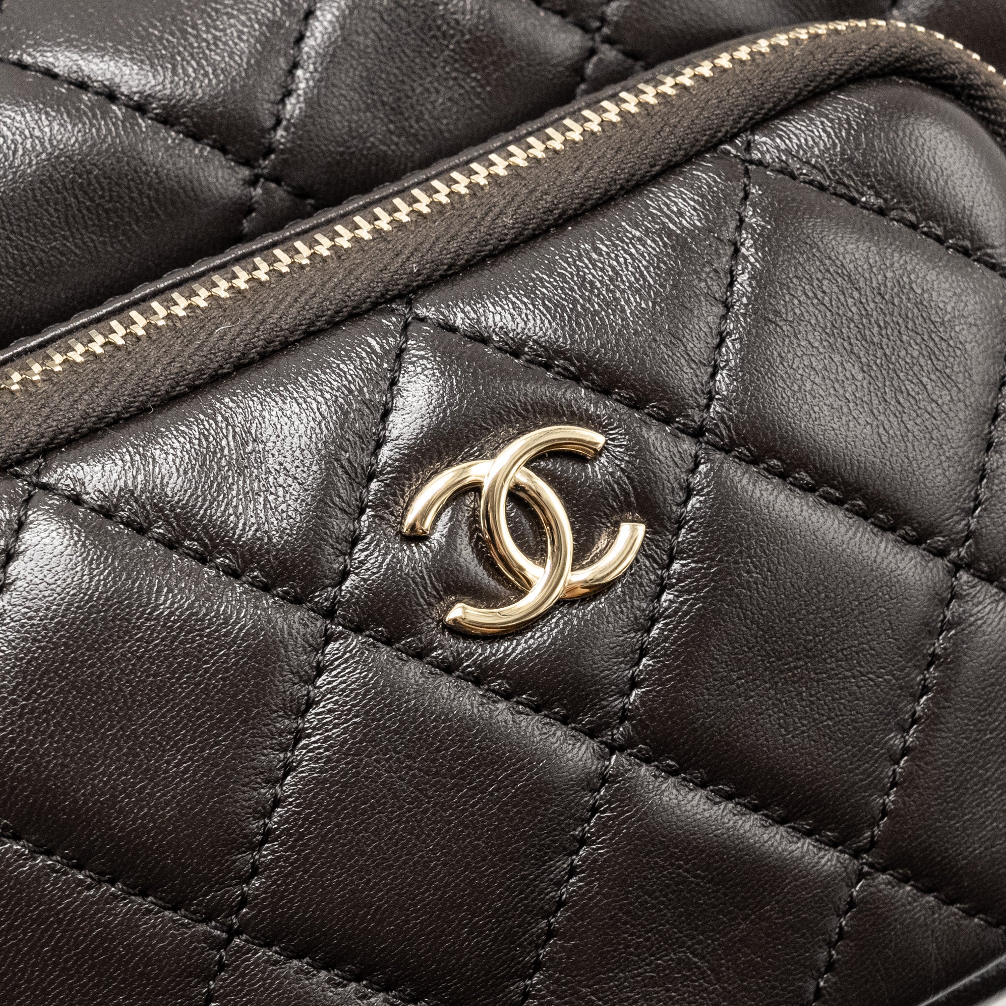 CHANEL 24K SMALL CAMERA CASE BAG SHINY CRUMPLED LAMBSKIN DARK BROWN LGHW (MICROCHIP)