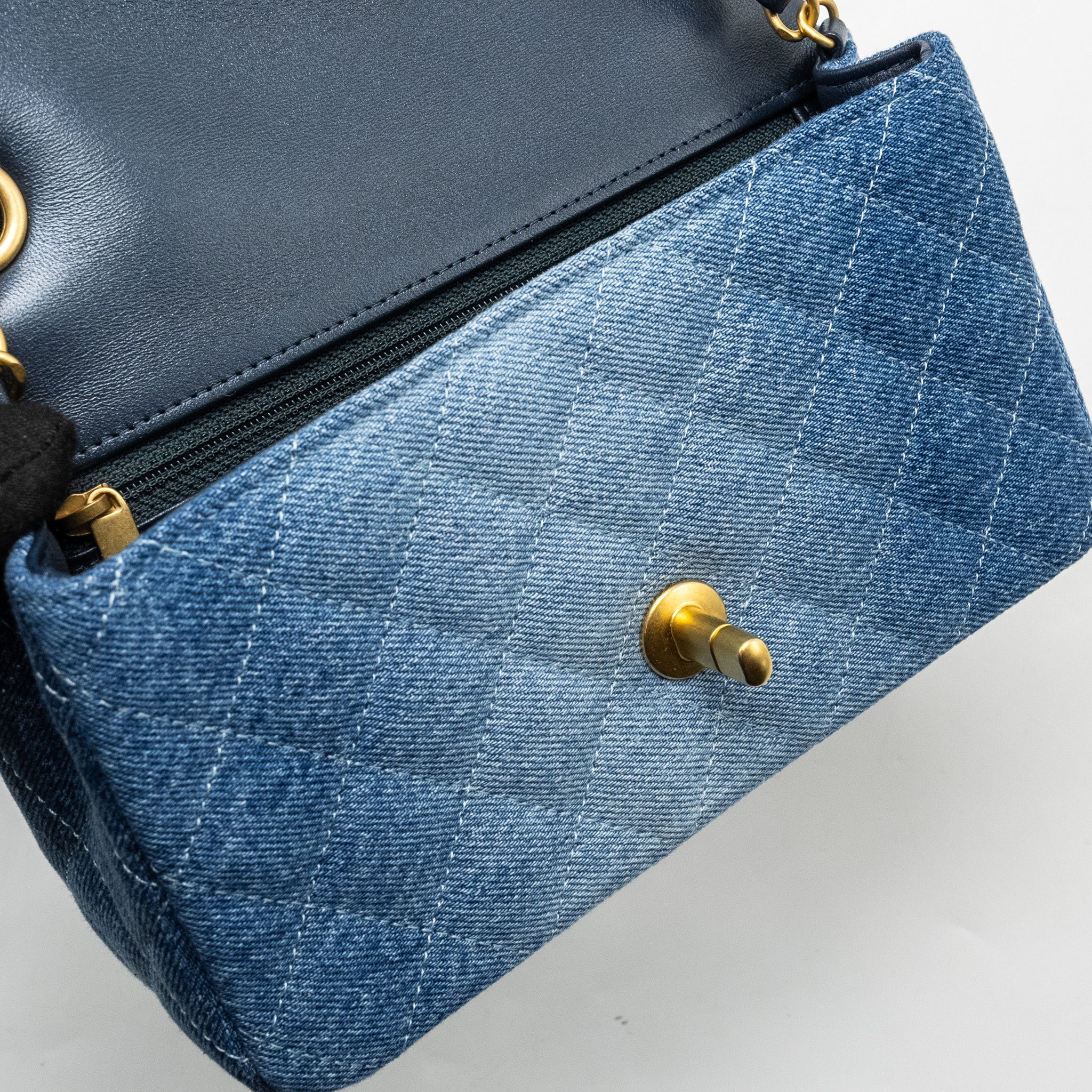 CHANEL 24S MINI RECTANGULAR FLAP BAG DENIM BLUE GHW (MICROCHIP)