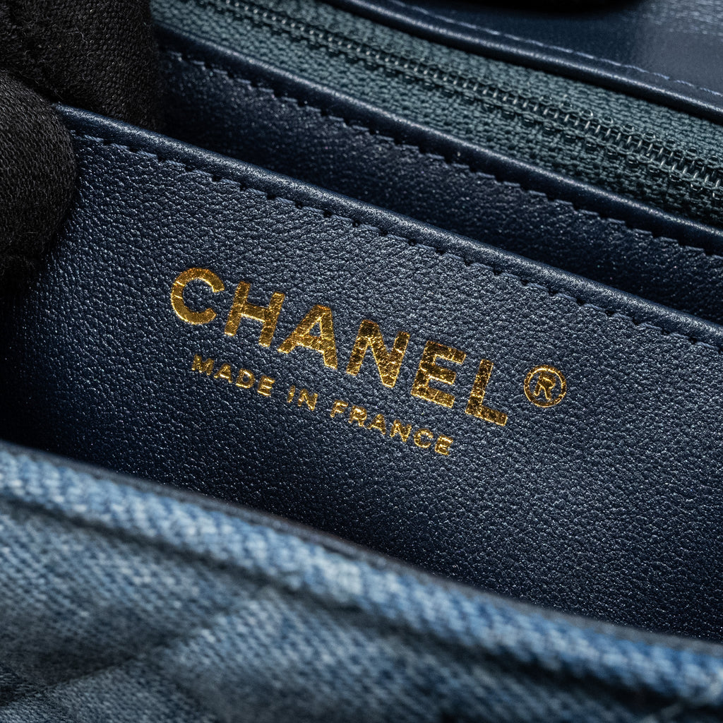 CHANEL 24S MINI RECTANGULAR FLAP BAG DENIM BLUE GHW (MICROCHIP)