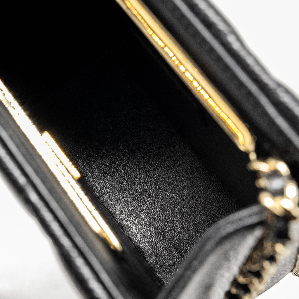CHANEL QUILTED EVENING BOX BAG CAVIAR BLACK LGHW (MICROCHIP)