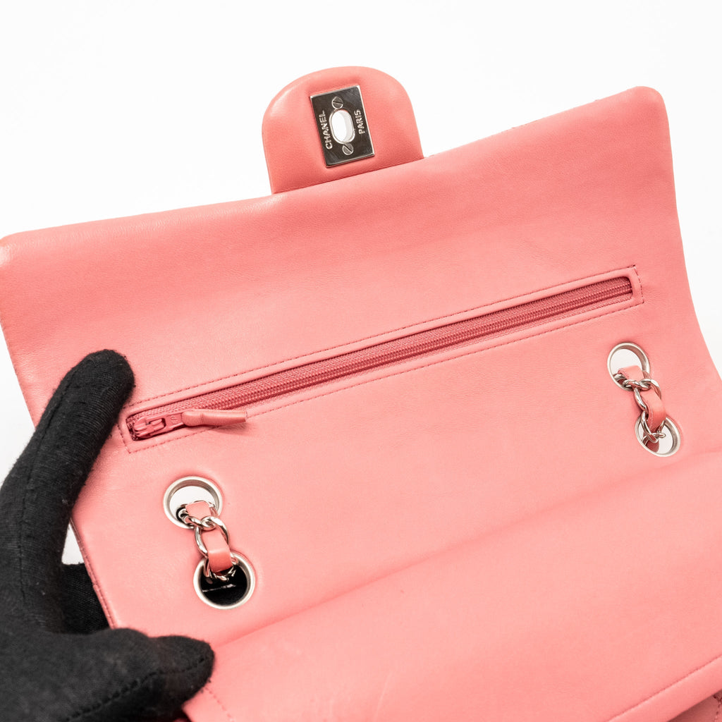 CHANEL MEDIUM CLASSIC DOUBLE FLAP BAG LAMBSKIN PINK SHW