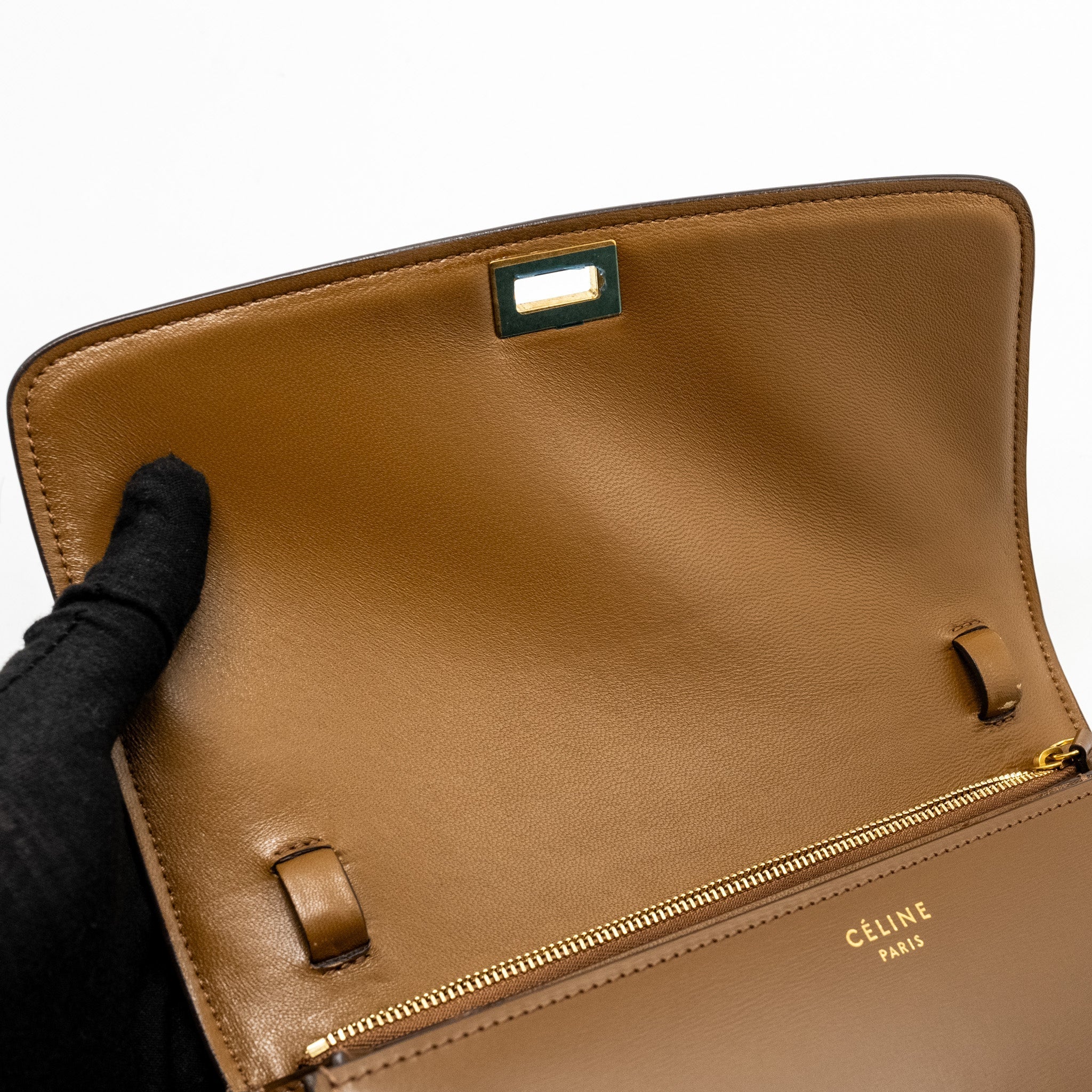 CELINE MEDIUM CLASSIC BOX CALFSKIN CAMEL GHW