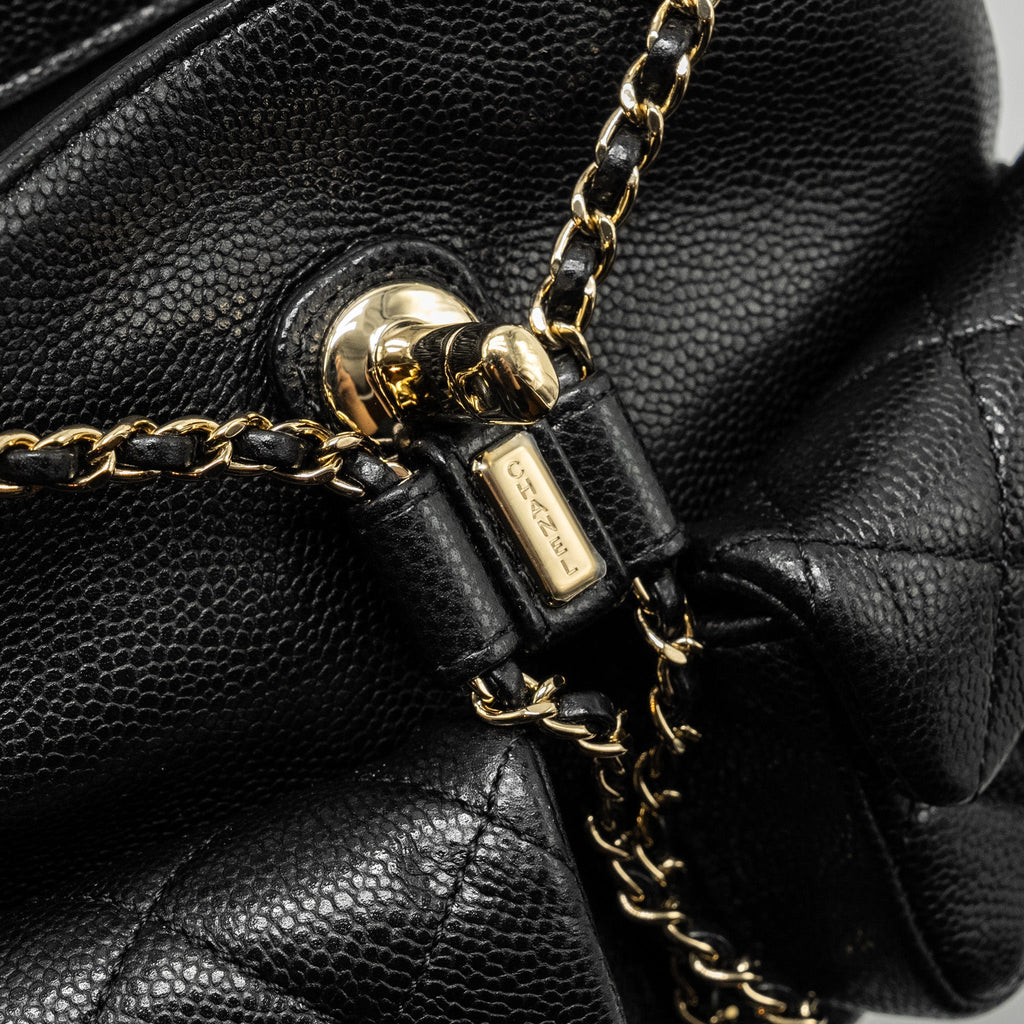 CHANEL 24A MINI DUMA BACKPACK GRAINED CALFSKIN BLACK LGHW (MICROCHIP)