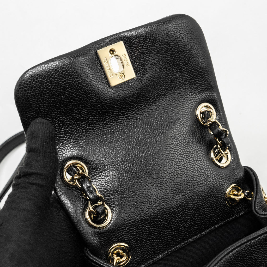 CHANEL 24A MINI DUMA BACKPACK GRAINED CALFSKIN BLACK LGHW (MICROCHIP)