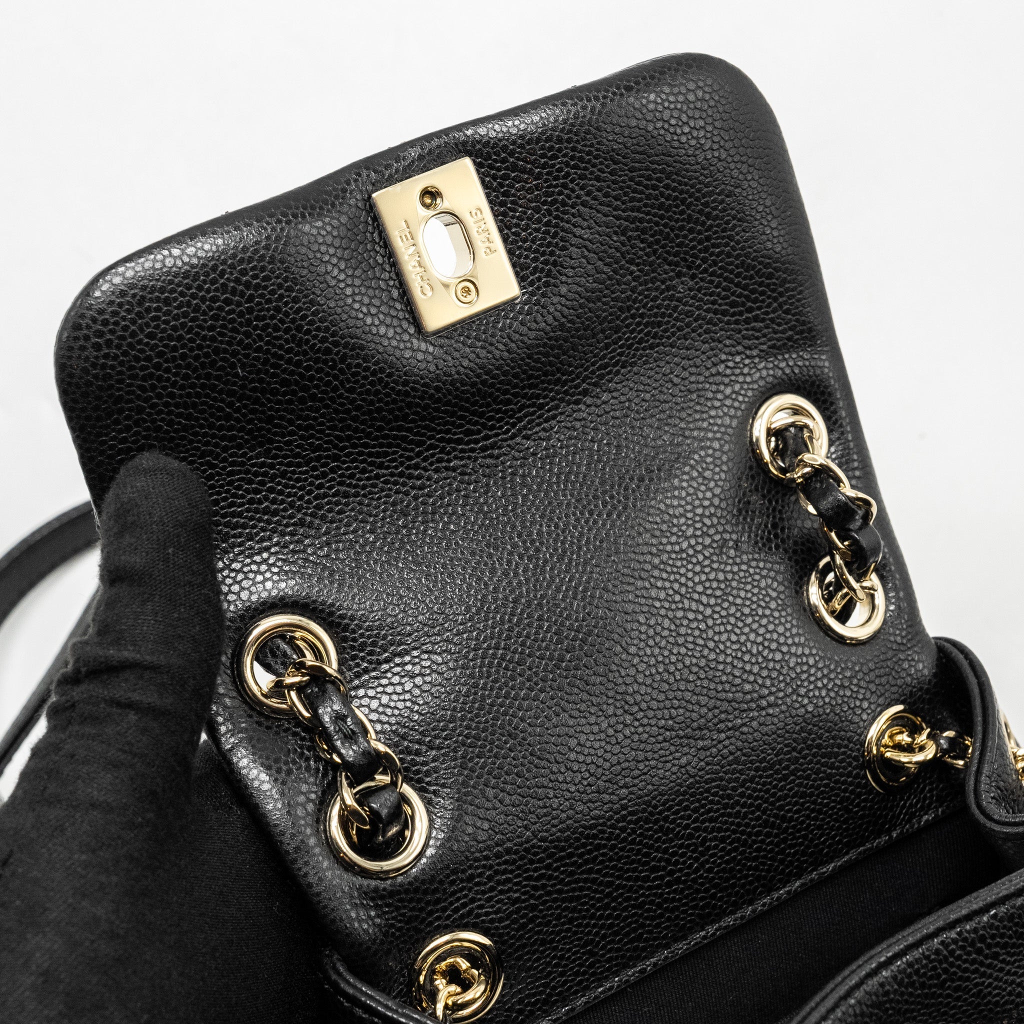 CHANEL 24A MINI DUMA BACKPACK GRAINED CALFSKIN BLACK LGHW (MICROCHIP)