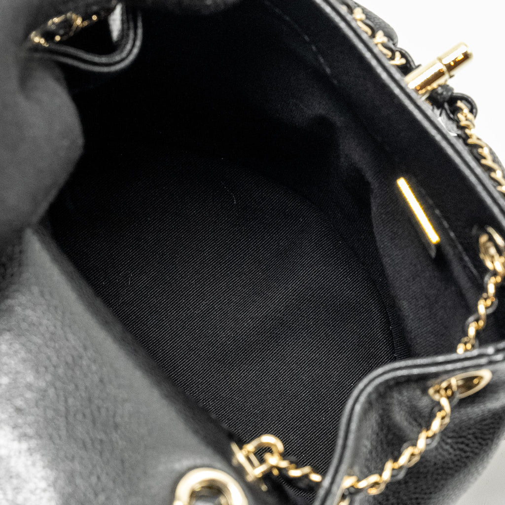 CHANEL 24A MINI DUMA BACKPACK GRAINED CALFSKIN BLACK LGHW (MICROCHIP)