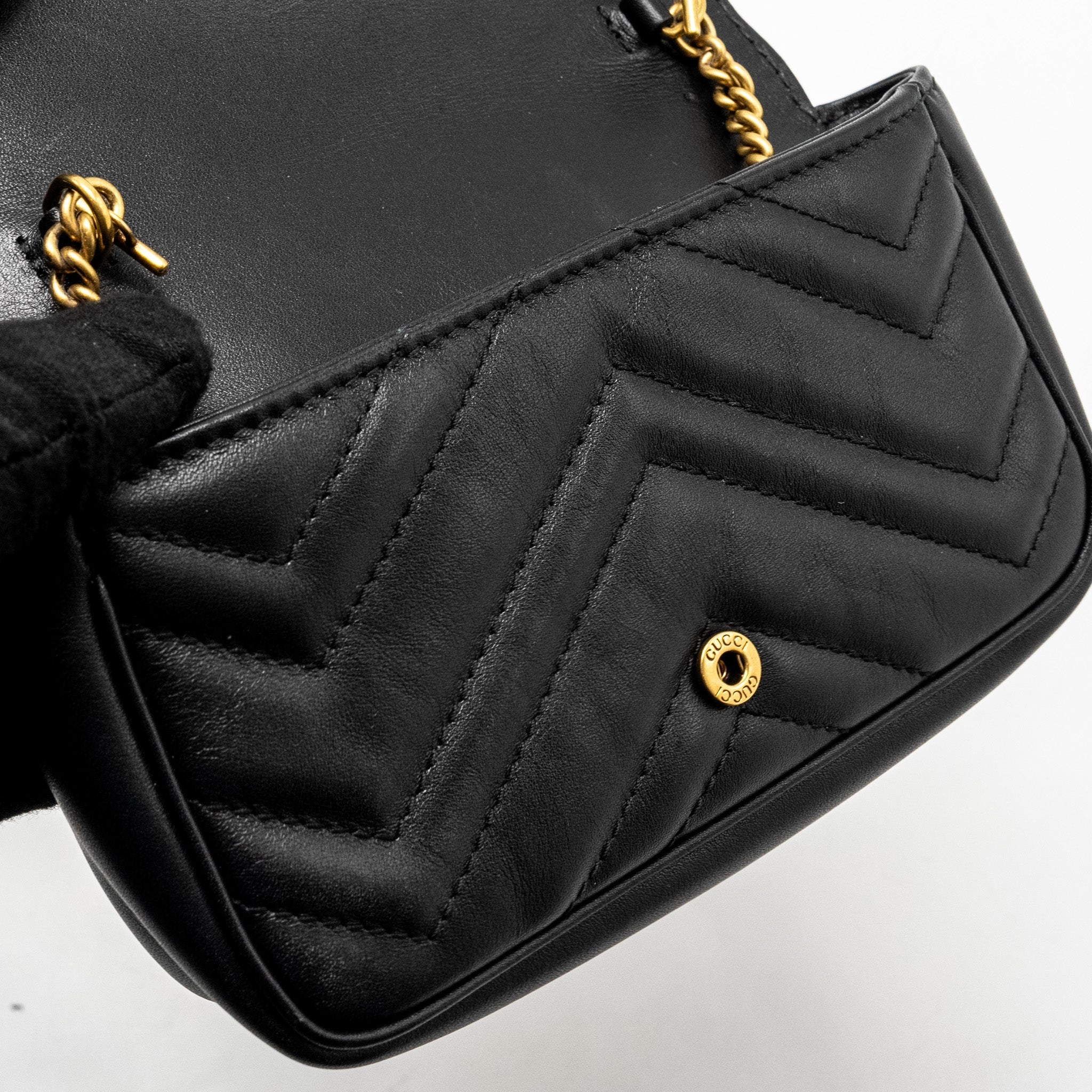 GUCCI SUPER MINI MARMONT CALFSKIN BLACK GHW