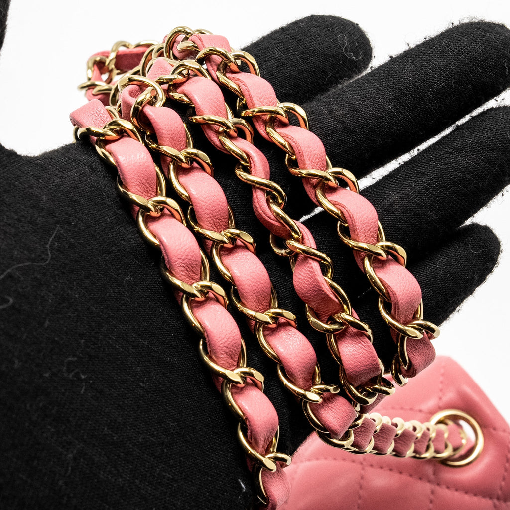 CHANEL MINI SQUARE FLAP BAG LAMBSKIN PINK LGHW (MICROCHIP)