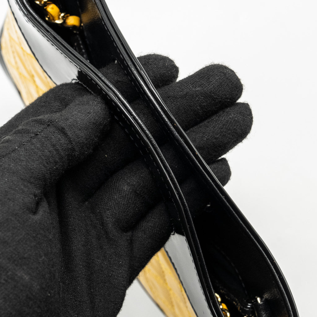 CHANEL MINI 31 BAG PATENT BLACK/YELLOW LGHW (MICROCHIP)