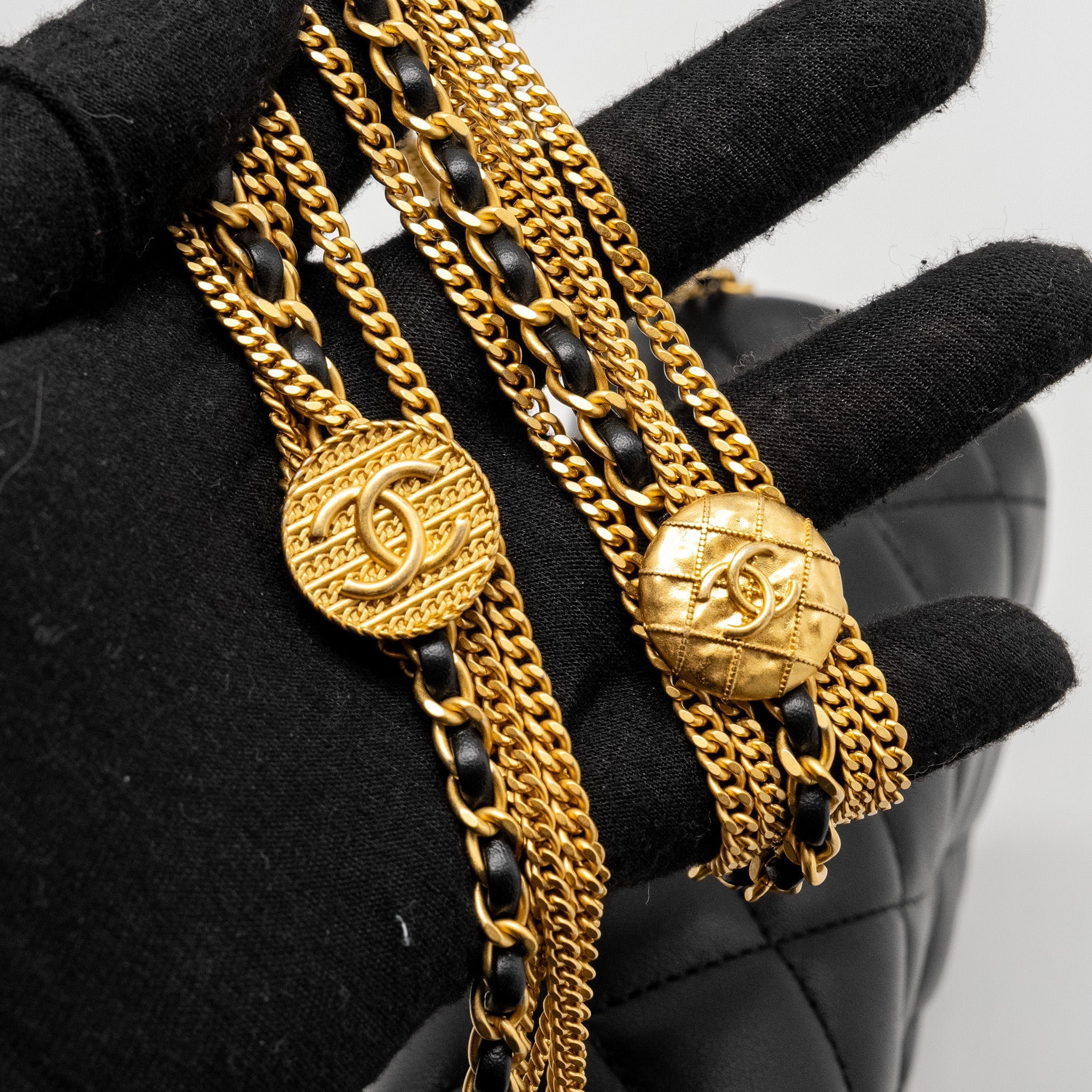 CHANEL 22A BUTTON ON CHAIN FLAP BAG LAMBSKIN BLACK GHW (MICROCHIP)