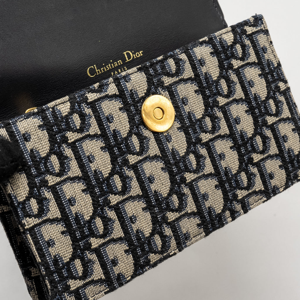 DIOR SADDLE BELT BAG/POUCH BLUE OBLIQUE JACQUARD CANVAS GHW
