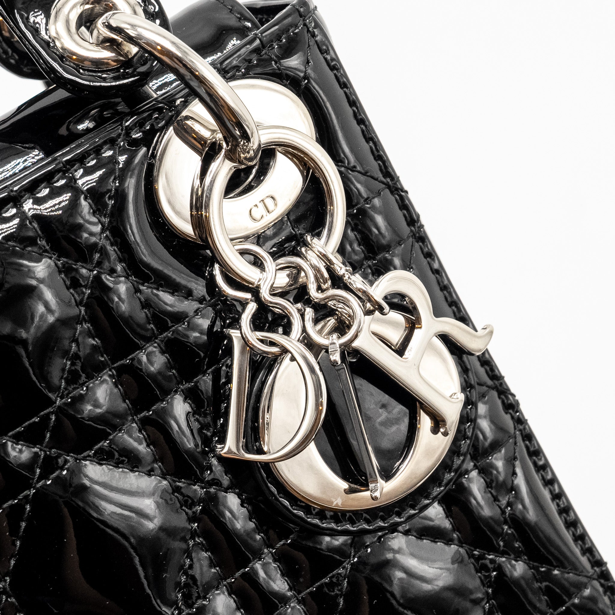 DIOR MINI LADY DIOR PATENT BLACK SHW