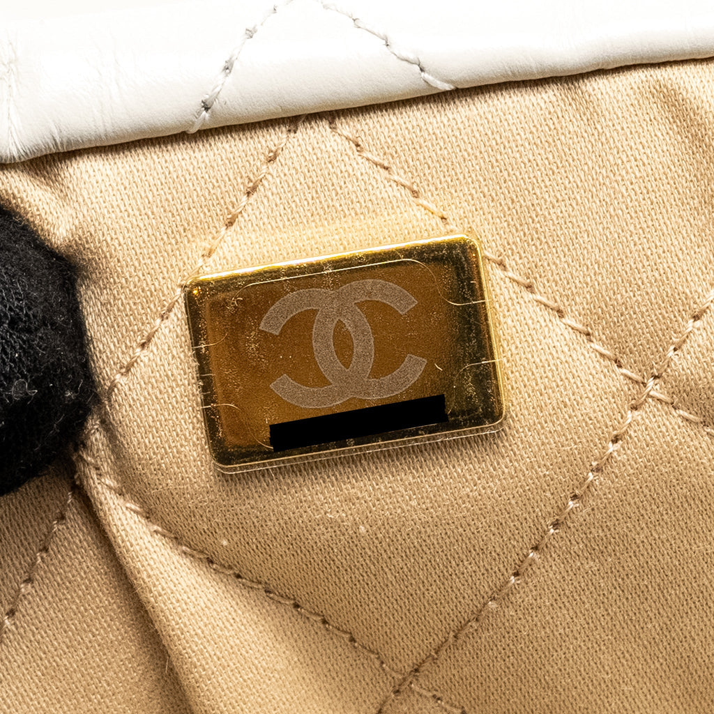 CHANEL MEDIUM 22 BAG CALFSKIN WHITE GHW (MICROCHIP)