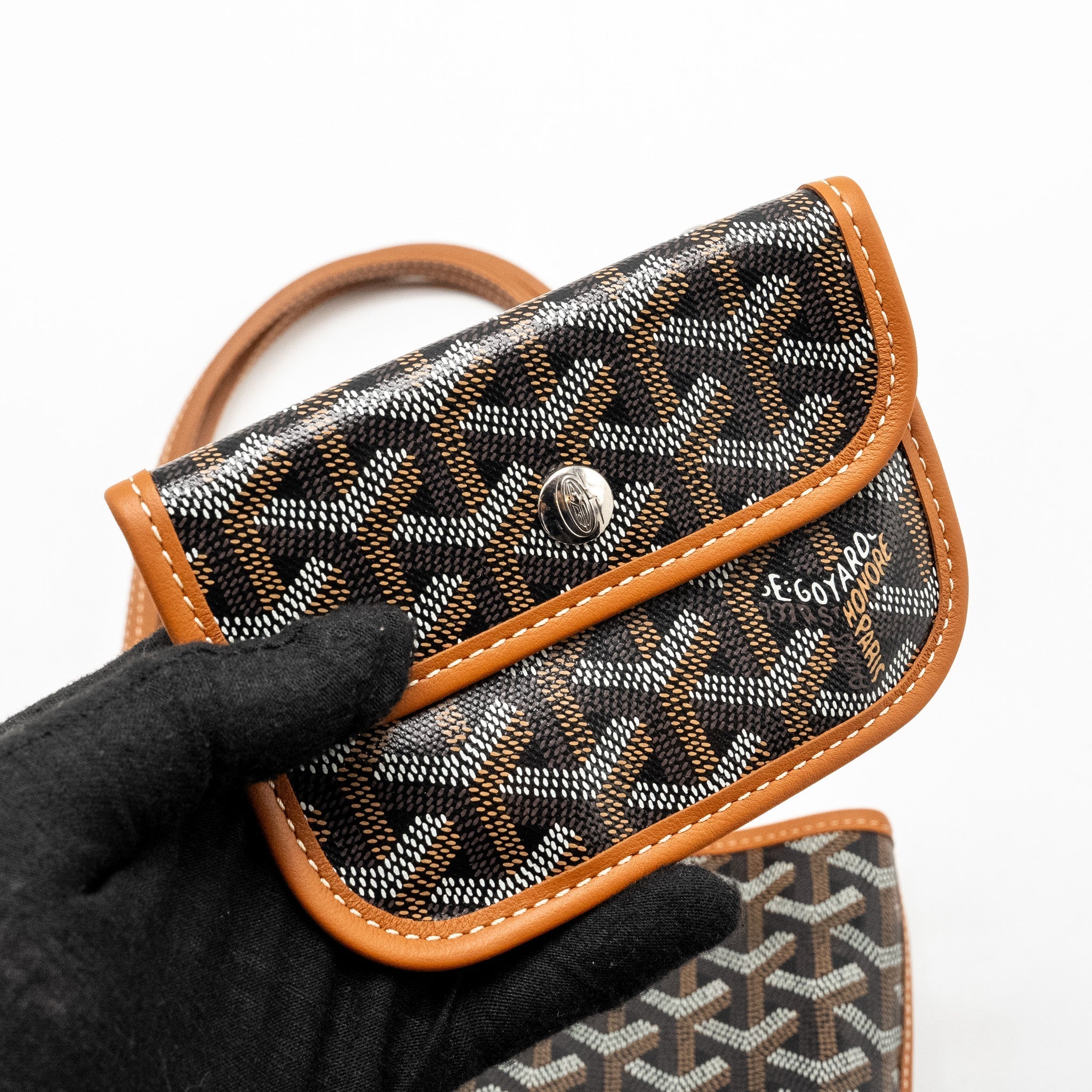 GOYARD MINI ANJOU TOTE BAG GOYARDINE CANVAS / CALFSKIN TAN SHW