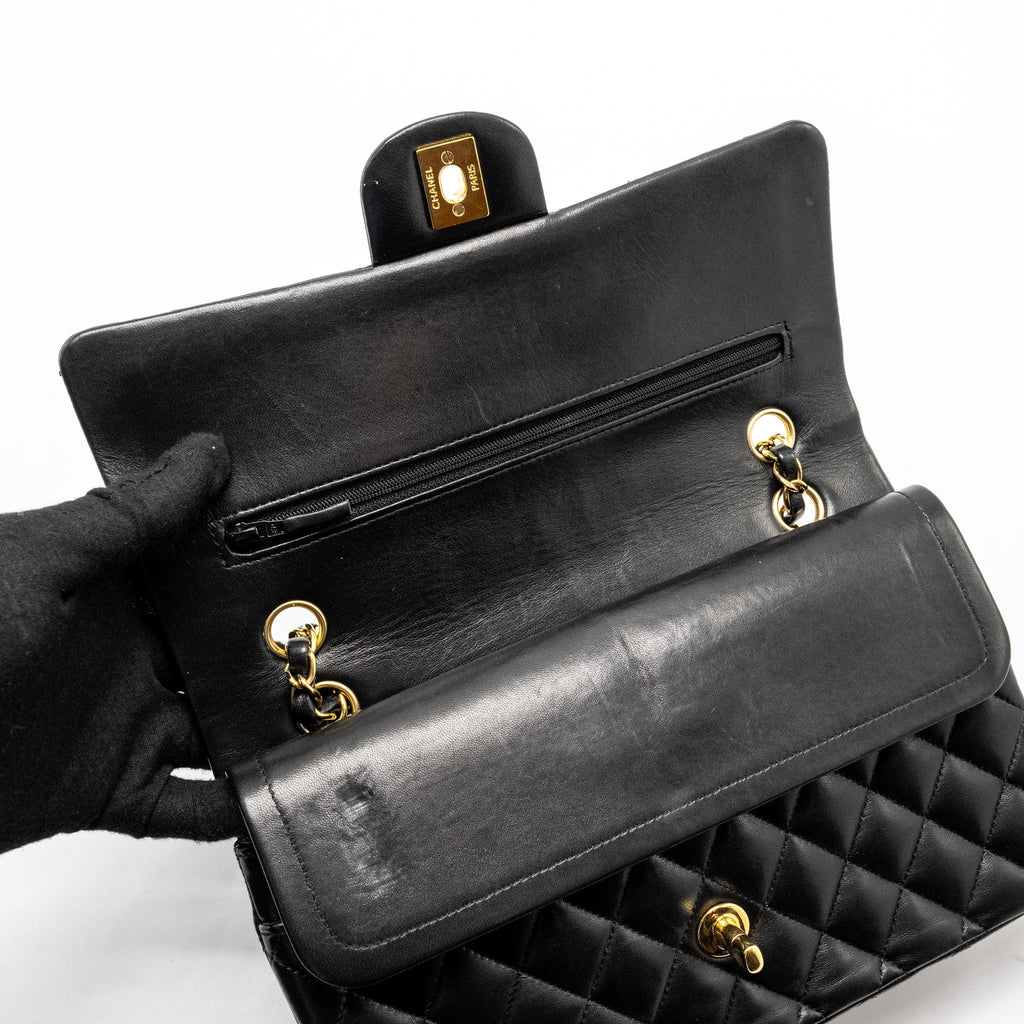 CHANEL MEDIUM CLASSIC DOUBLE FLAP BAG LAMBSKIN BLACK GHW