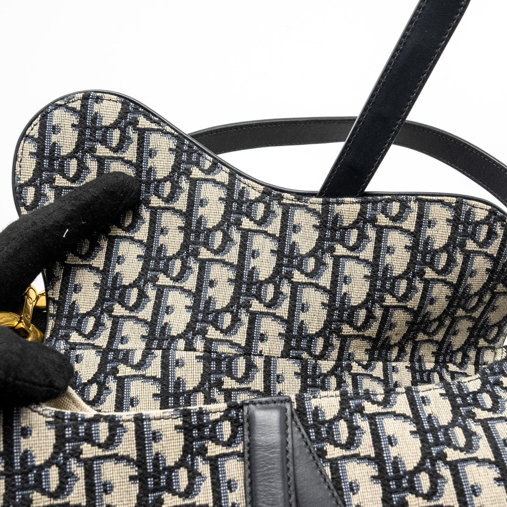 DIOR MEDIUM SADDLE BAG BLUE OBLIQUE CANVAS GHW