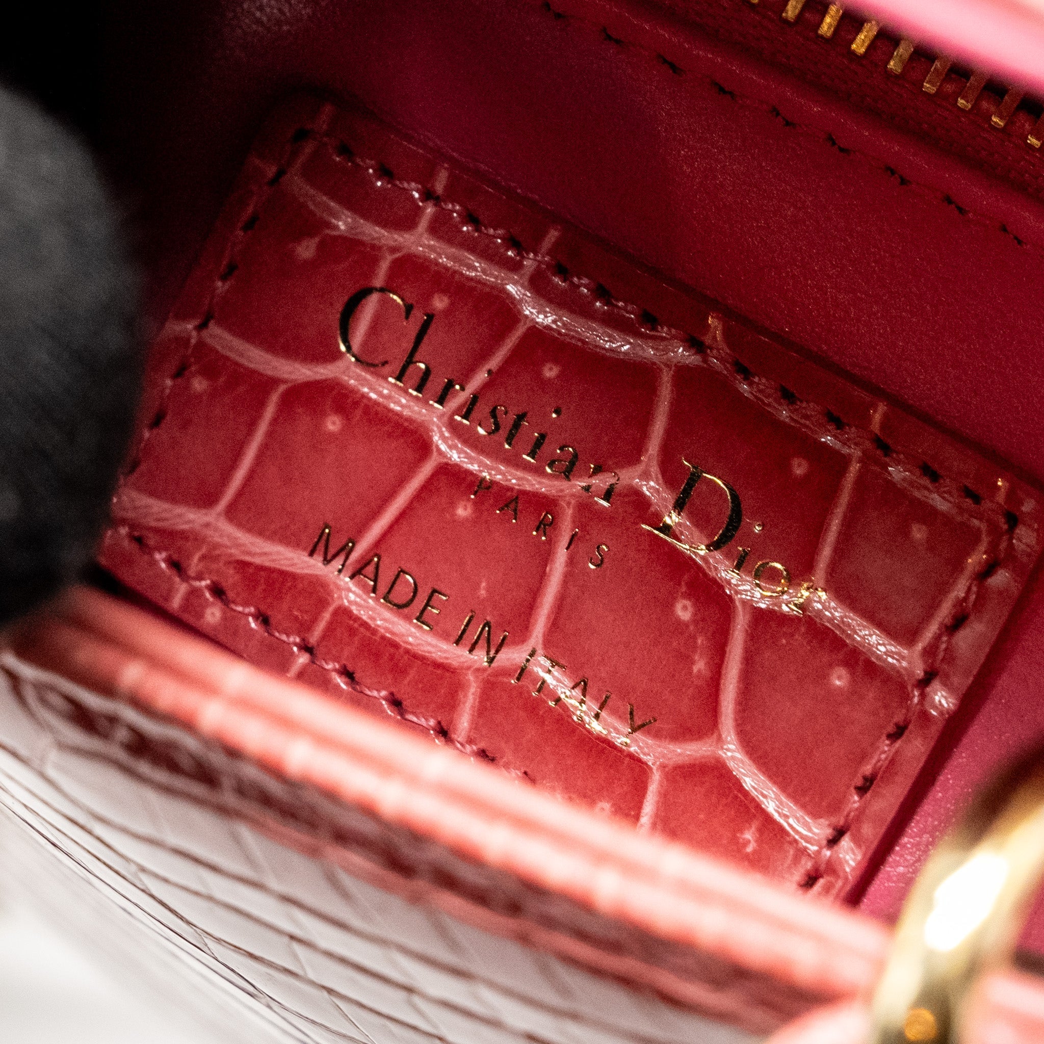 DIOR MINI LADY DIOR CROCODILE PINK LGHW