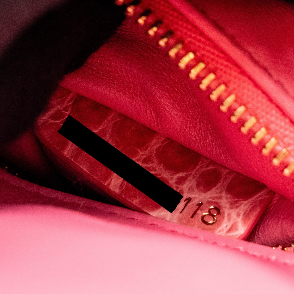 DIOR MINI LADY DIOR CROCODILE PINK LGHW
