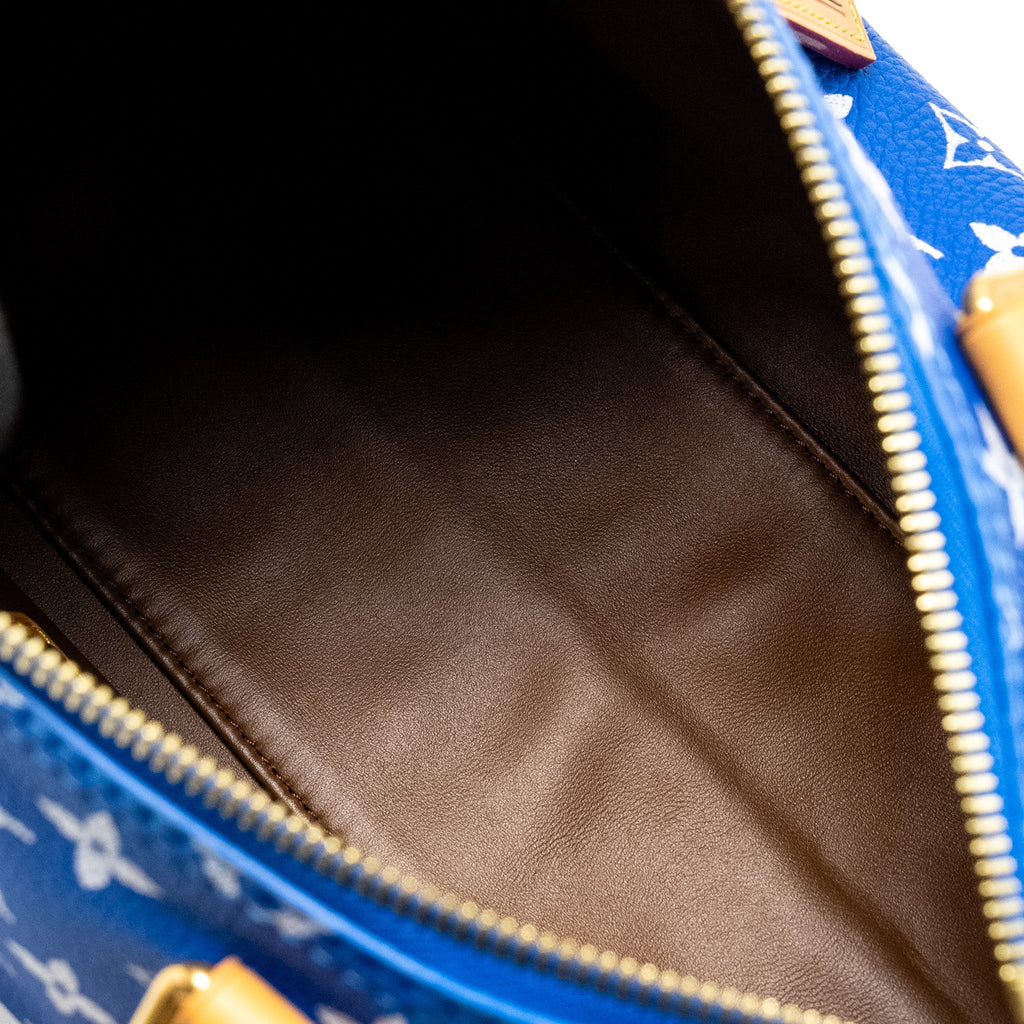 LOUIS VUITTON SPEEDY P9 BANDOULIERE 25 MONOGRAM SOFT CALFSKIN BLEU GHW