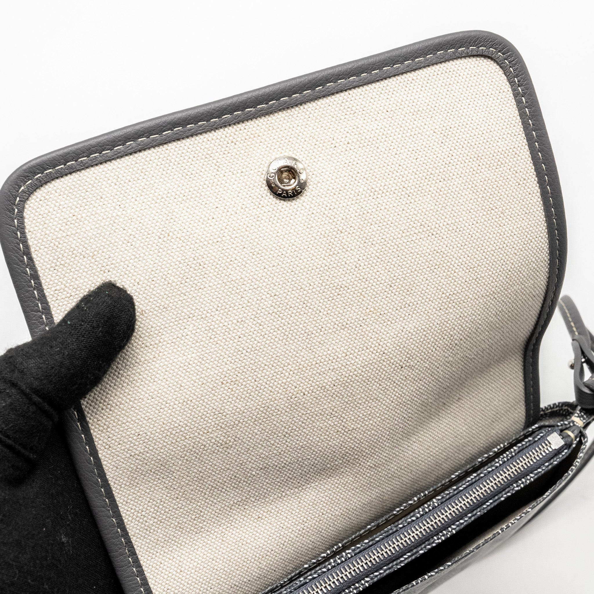 GOYARD PLUMET POCHETTE POCKET WALLET GOYARDLINE CANVAS GREY SHW