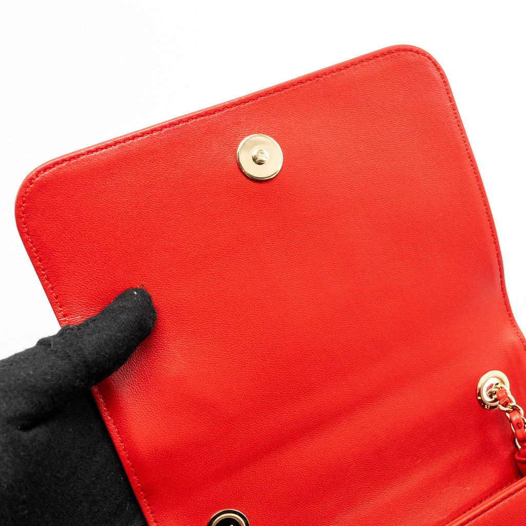 CHANEL MANIA FLAP BAG LAMBSKIN RED LGHW
