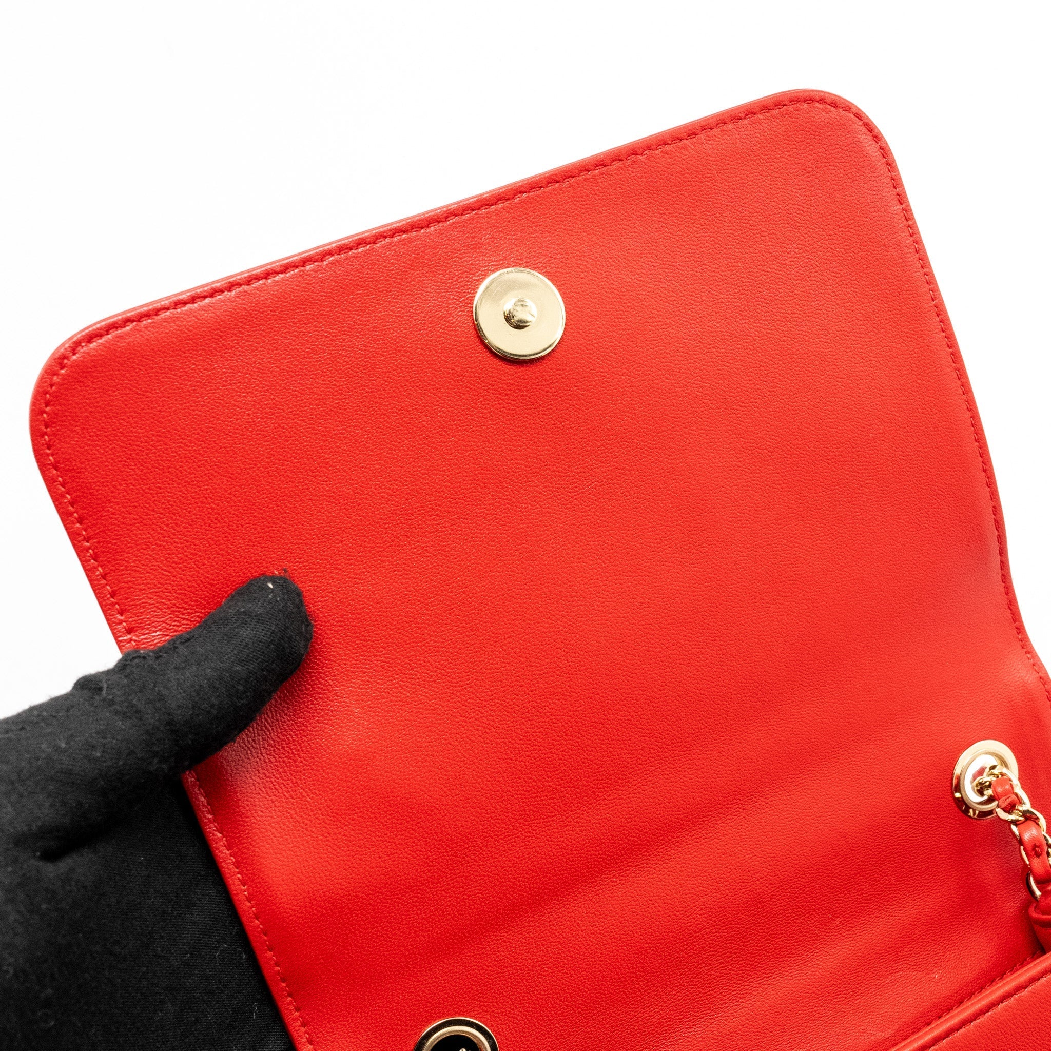 CHANEL MANIA FLAP BAG LAMBSKIN RED LGHW