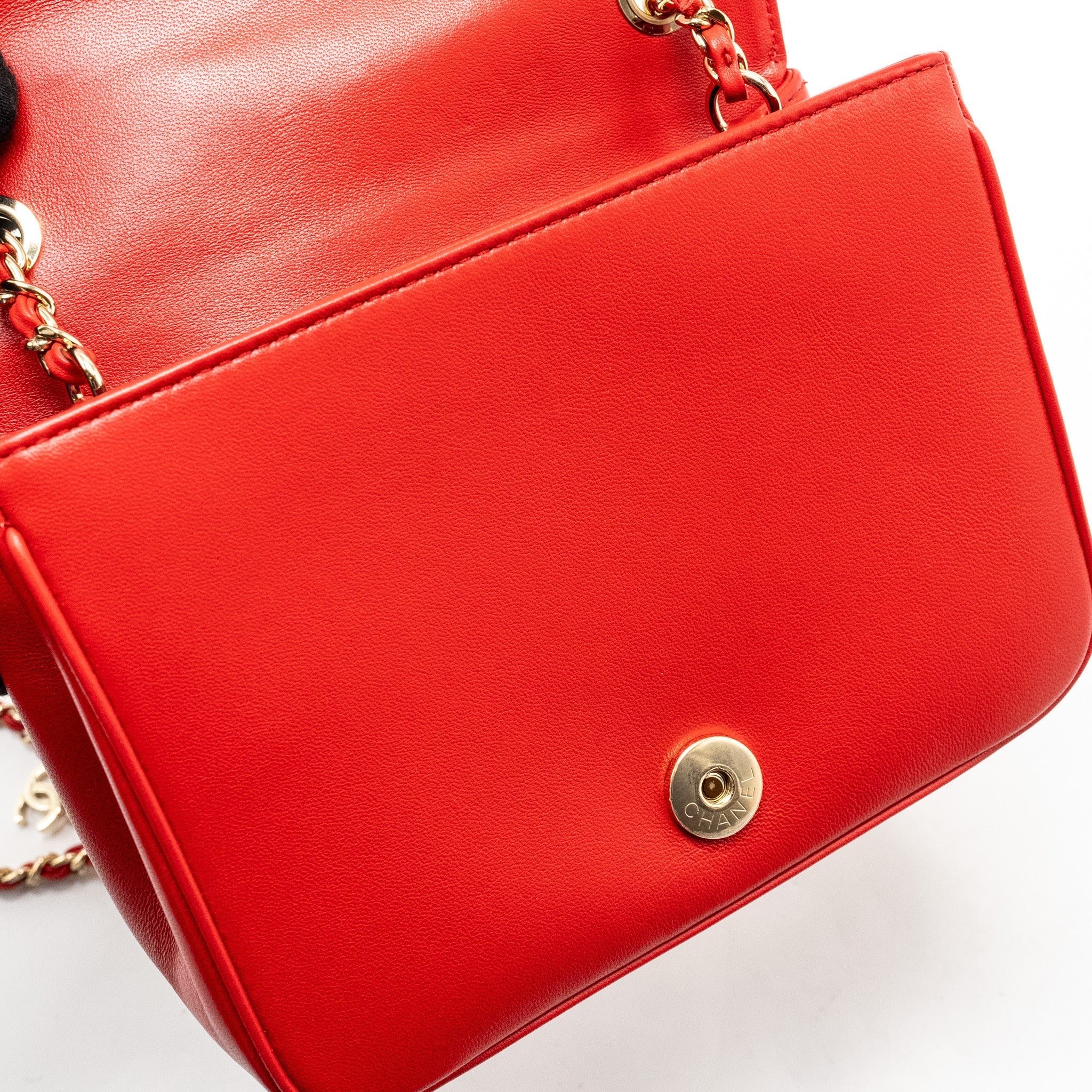 CHANEL MANIA FLAP BAG LAMBSKIN RED LGHW