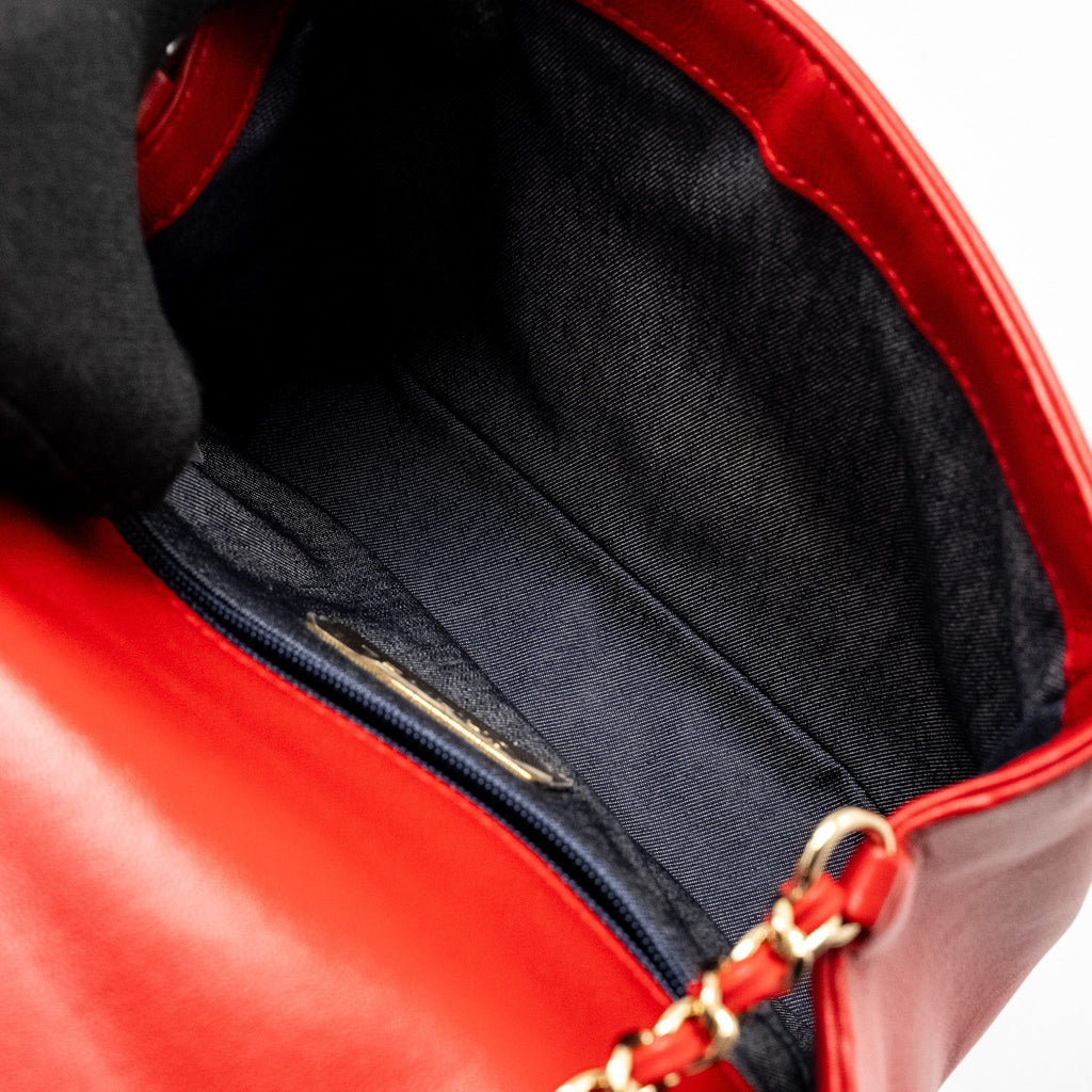 CHANEL MANIA FLAP BAG LAMBSKIN RED LGHW